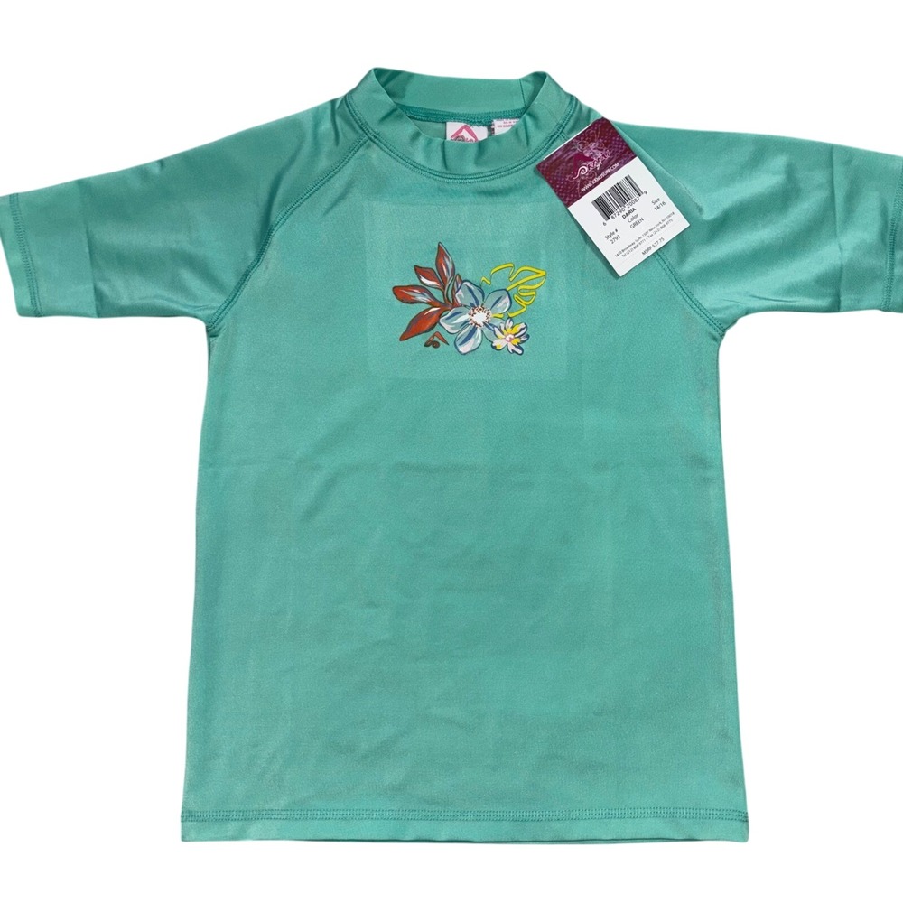 Kanu Surf Rash Guard Swim Shirt Jade Girls 14/16 (A30)